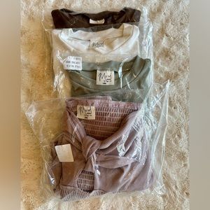 NWT Bundle of 4 Teen Large Crop Tops | 3 Short sleeve 1 long sleeve Mood brand